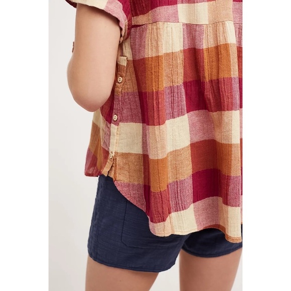 NWT Anthropologie Isabella Sinclair Posey Plaid Top Pink Rose Medium - Picture 8 of 8